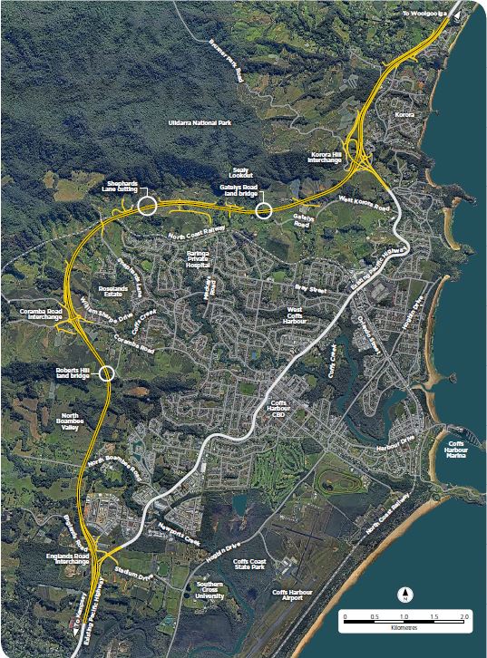 Coffs Harbour Bypass preferred concept design map September 2018 Pacific Highway Upgrade Coffs Harbour Bypass preferred concept design map September 2018 Pacific Highway Upgrade